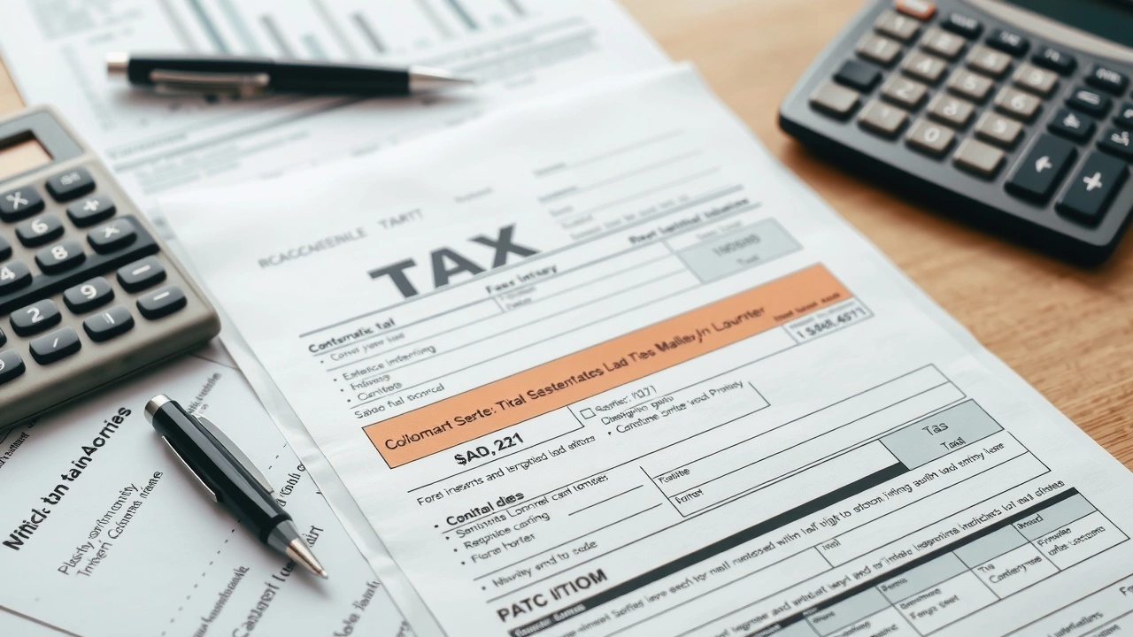 formulaires fiscaux et calculatrices sur un bureau