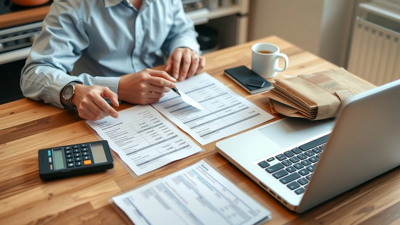 person gérant son budget quotidien avec des reçus