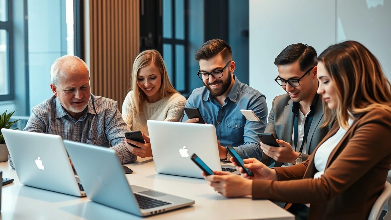 groupe diverse utilisant des applications de blockchain