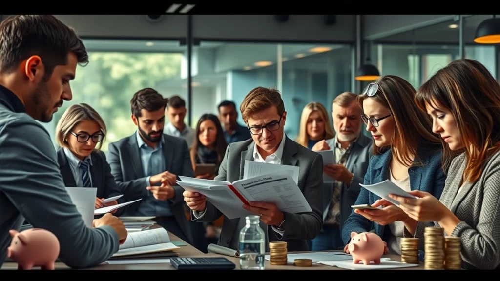 Une illustration montrant des contribuables français préoccupés par leurs finances personnelles en raison de l'augmentation de l'impôt sur le revenu.