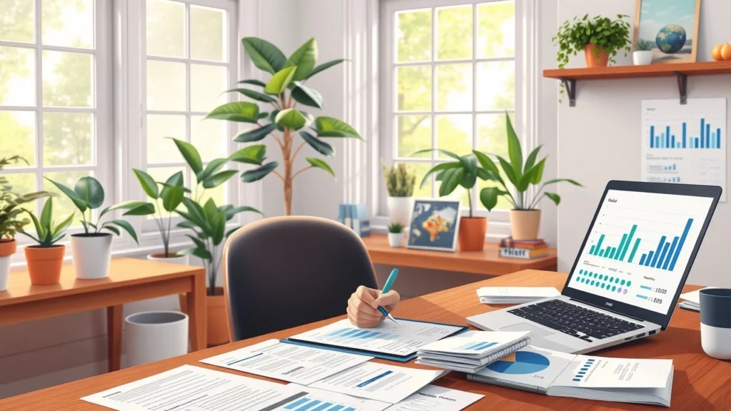 Une illustration photoréaliste d'une planification financière sereine.