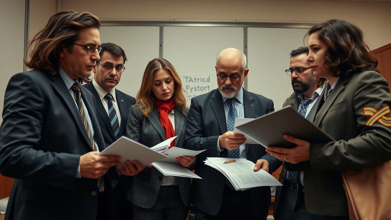 groupe d'observateurs fiscaux inquiets avec documents