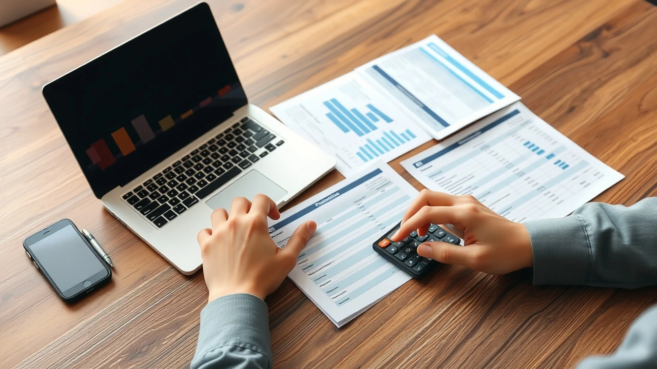 person examinant son budget sur un bureau en bois