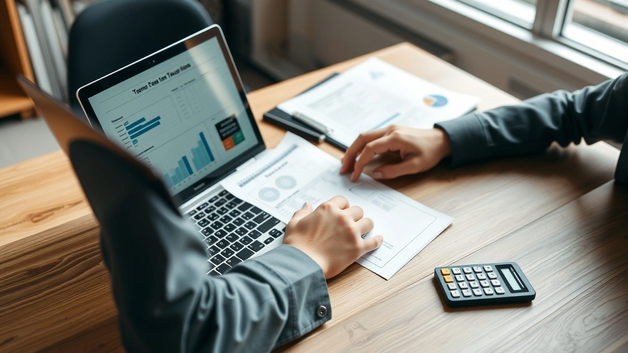 person utilisant un ordinateur pour déclarer ses revenus