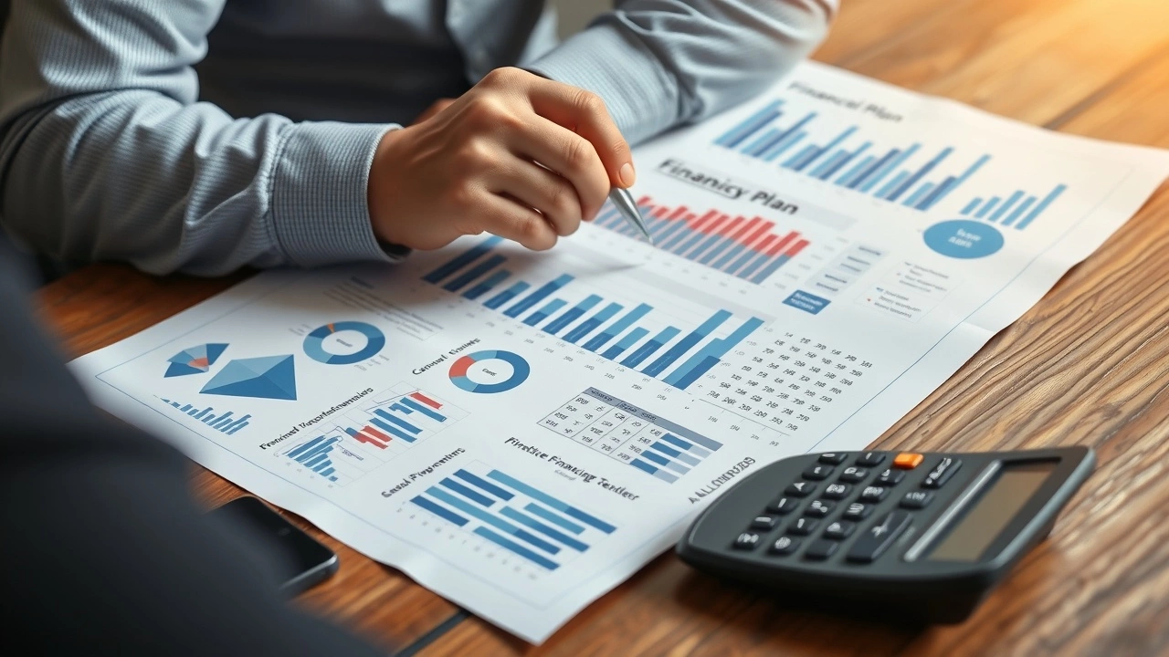 une personne organisant un plan financier avec des graphiques