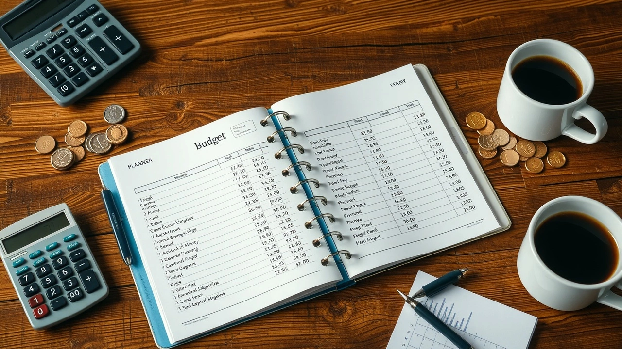 planificateur de budget sur une table en bois