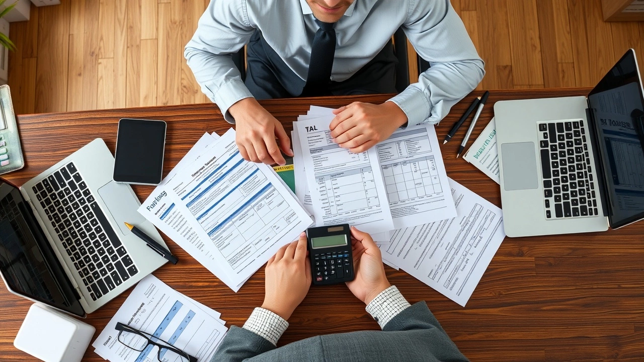 person préparant des documents fiscaux sur un bureau