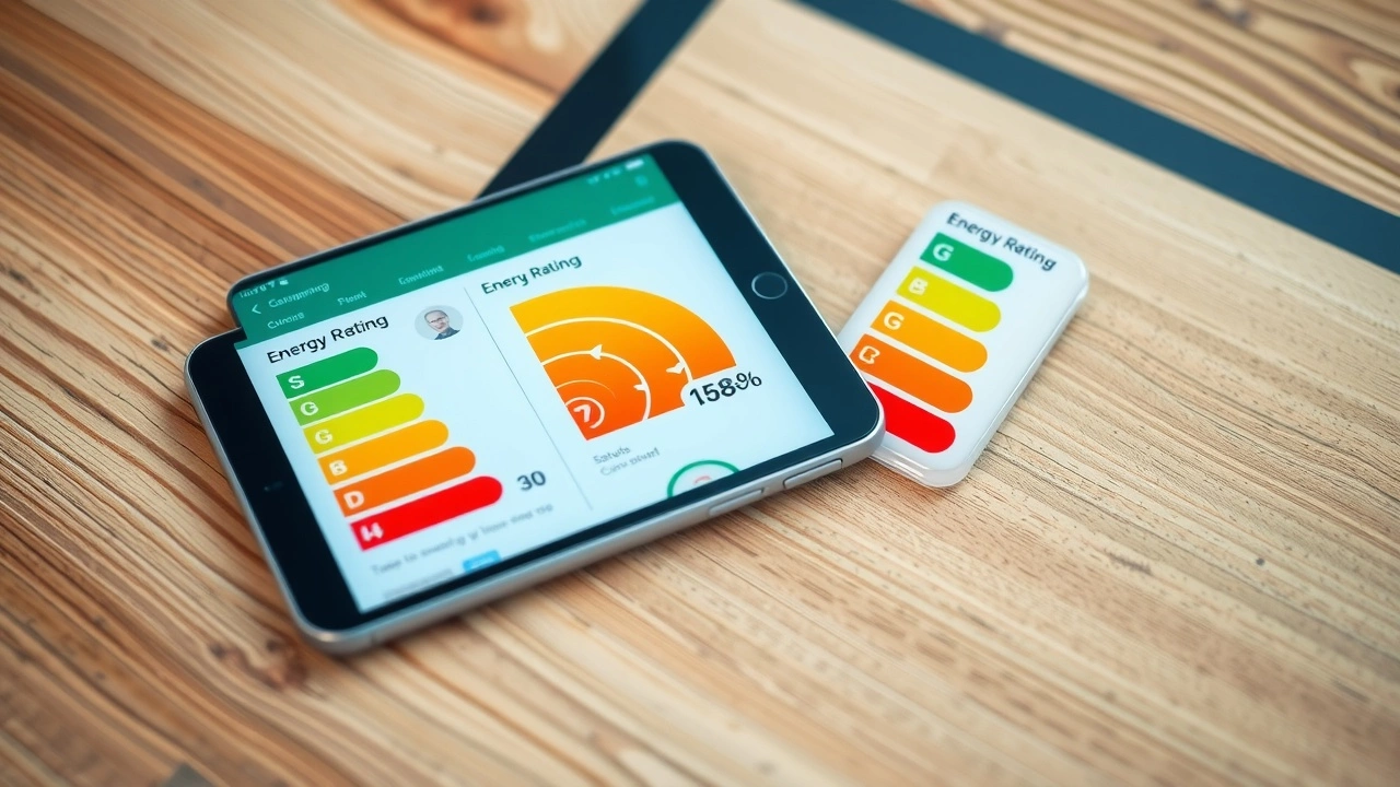 smartphone et tablette avec etiquettes energie visibles