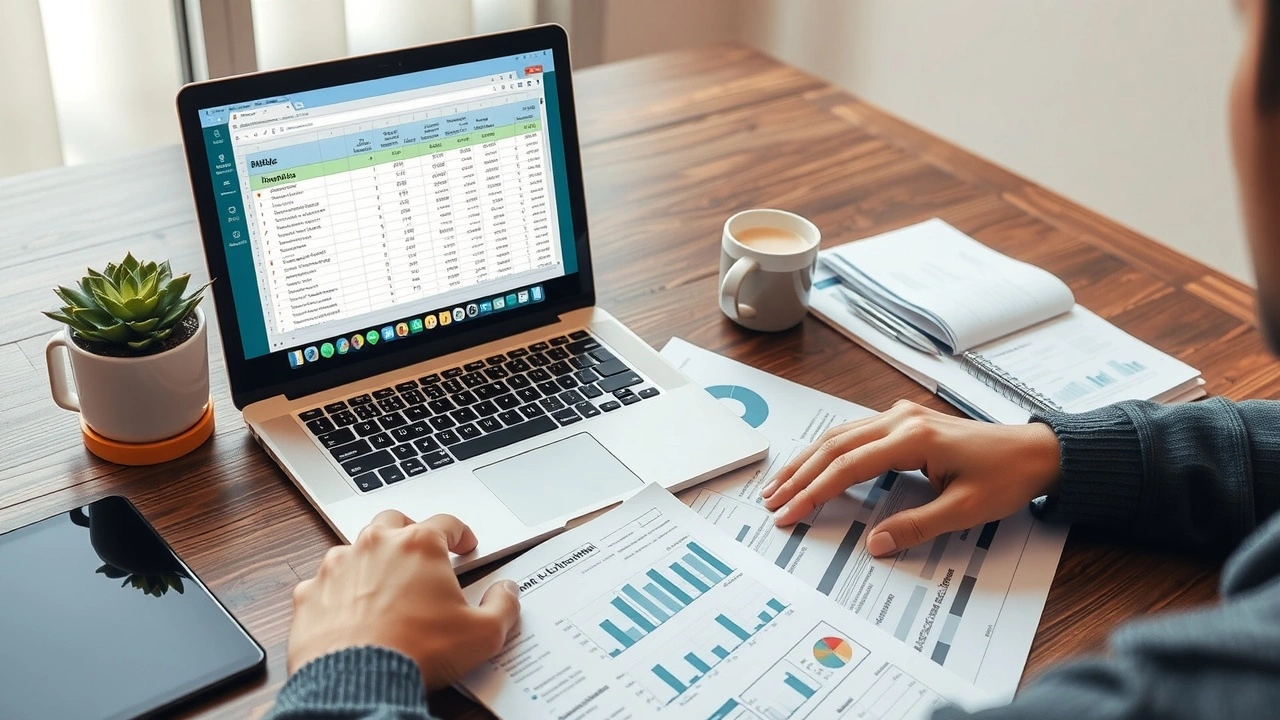 person examinant un tableau de budget avec des documents