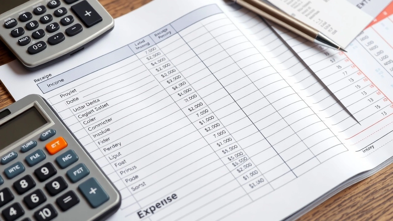 detailed budget ledger avec revenus et depenses