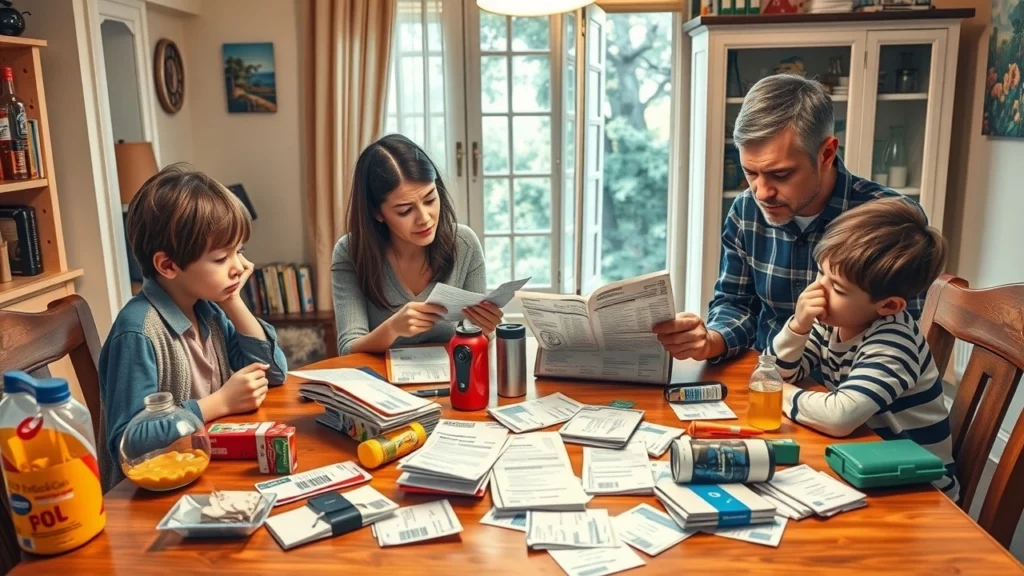 Une illustration d'une famille préoccupée par son pouvoir d'achat en 2025.