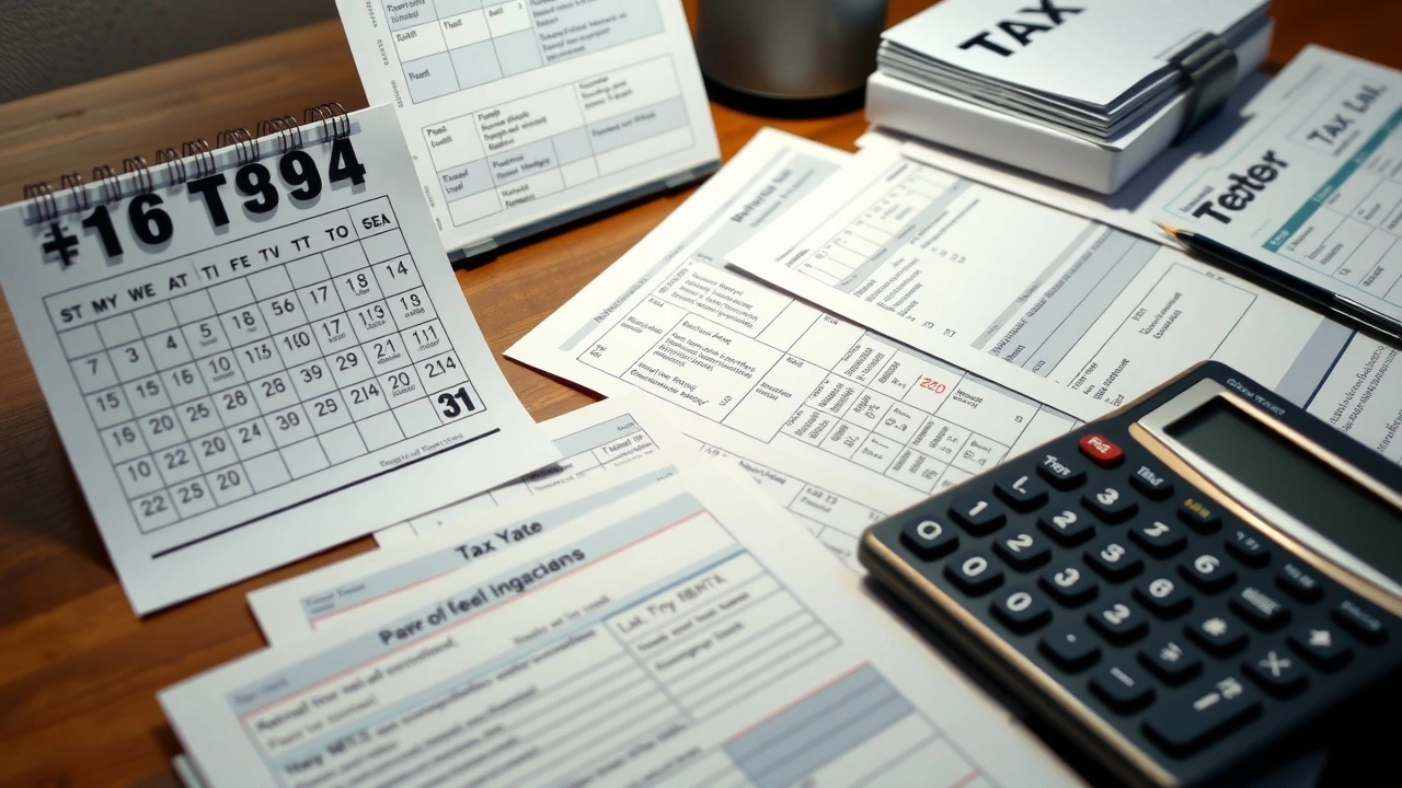 bureau avec documents fiscaux et un calendrier