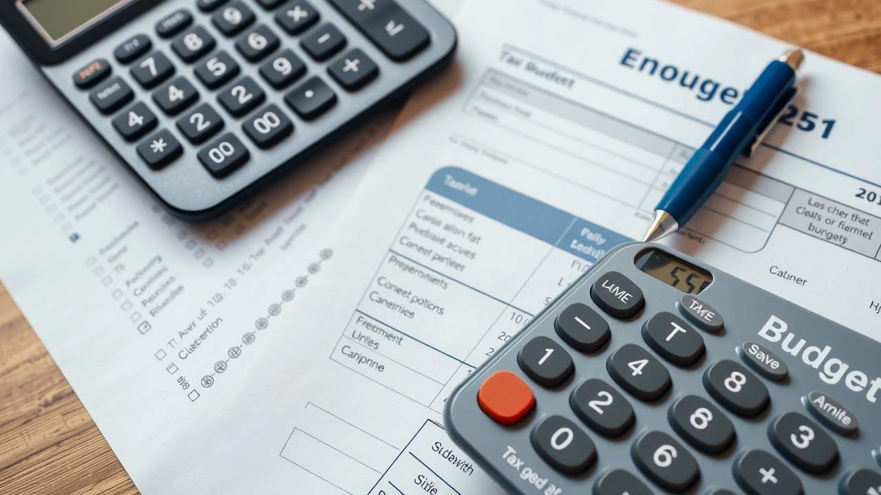 calculatrice et documents fiscaux sur un bureau