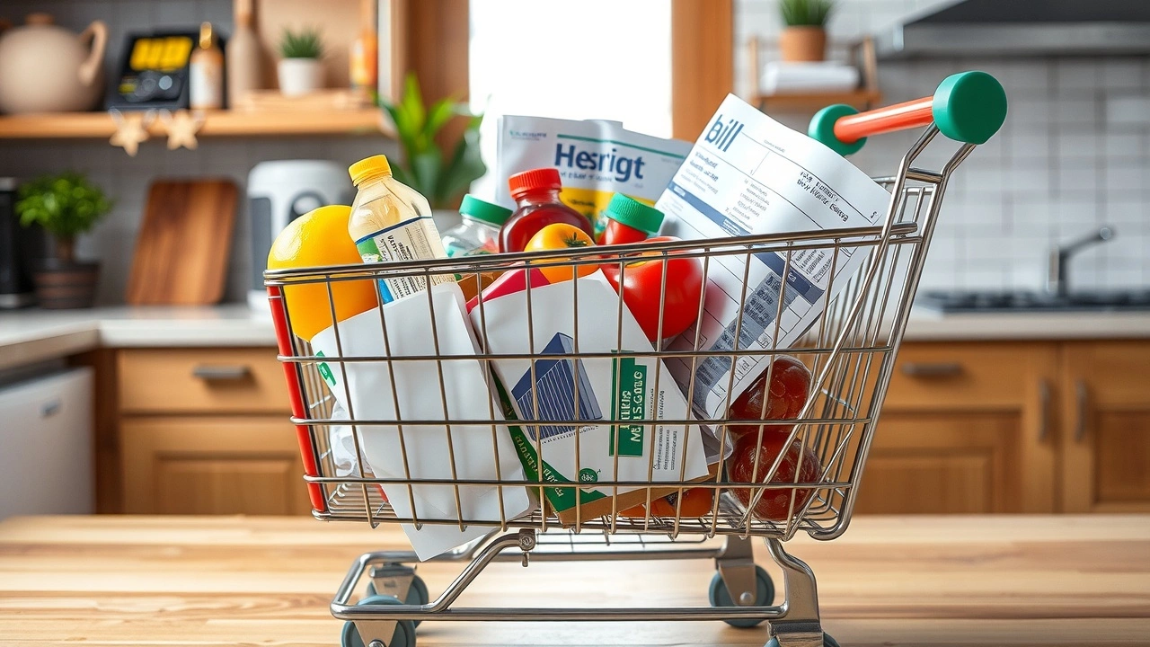 roue de courses avec factures de logement et energetiques