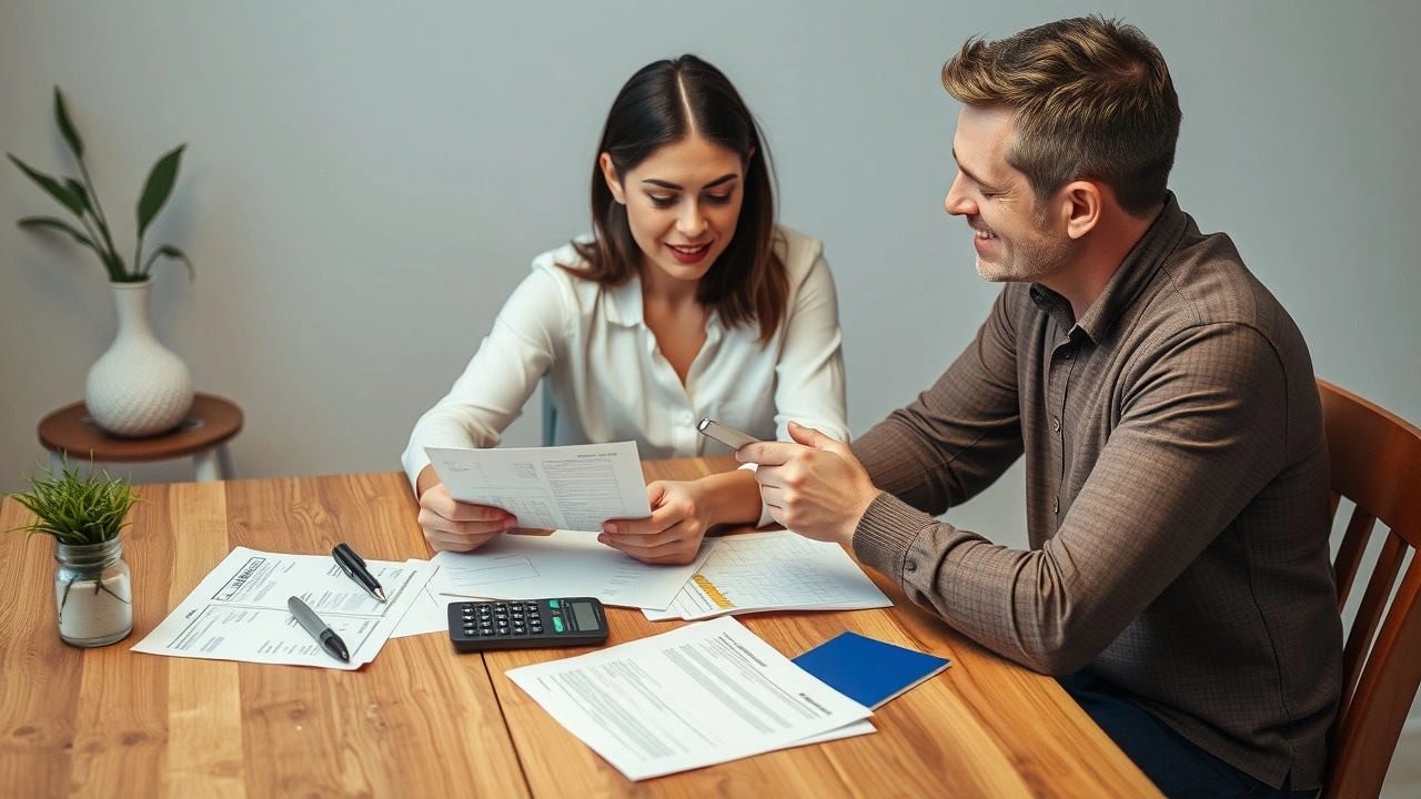 couple discutant du budget avec des documents financiers