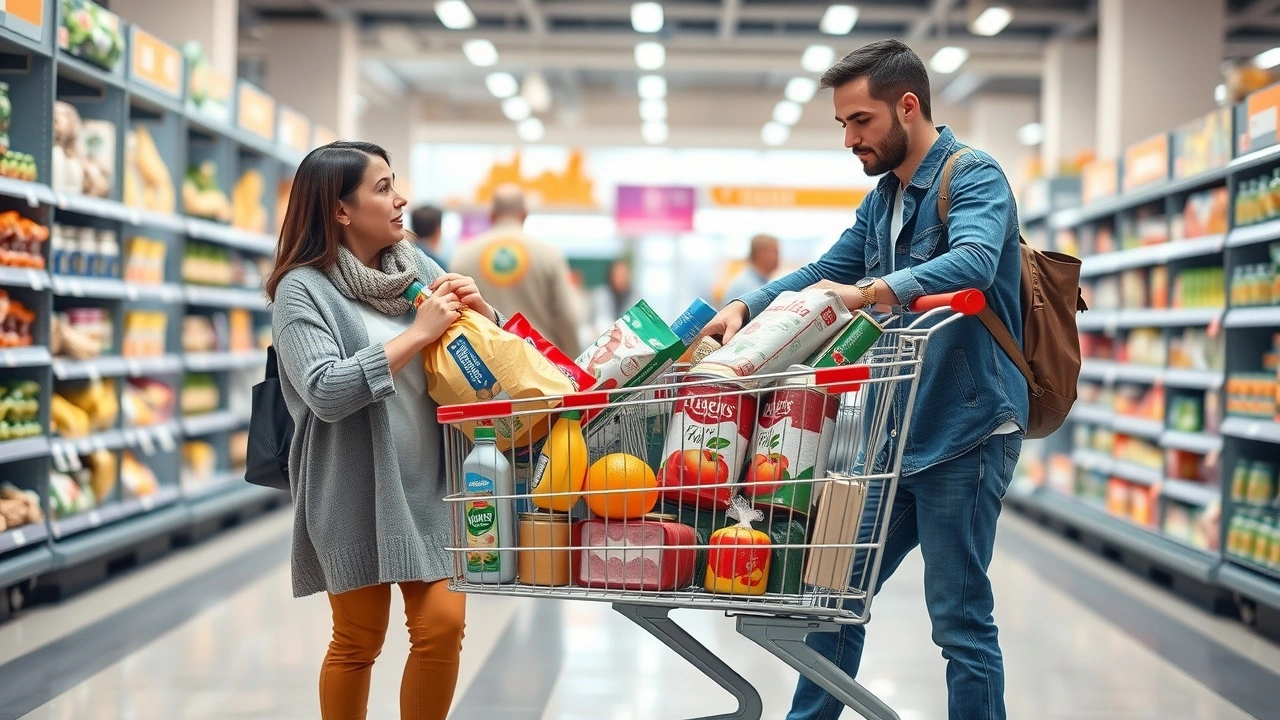famille faisant des courses pour les besoins quotidiens