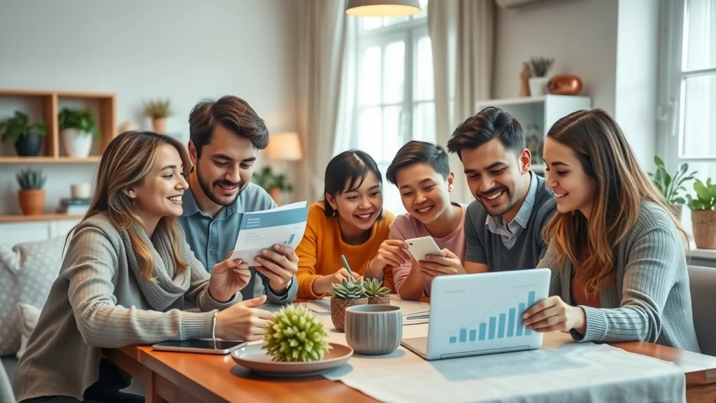 Une famille française examinant ses économies autour d'une table.