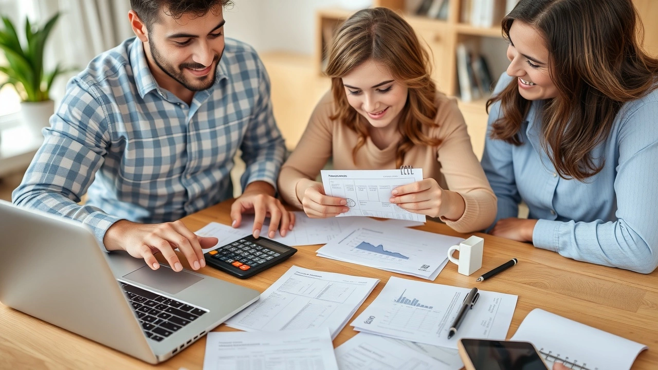famille en train de faire le budget à la maison