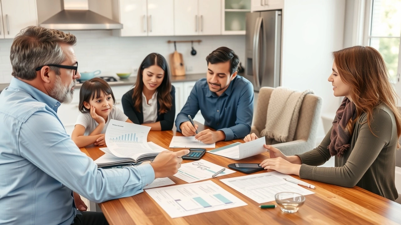 famille discutant de finances autour d'une table