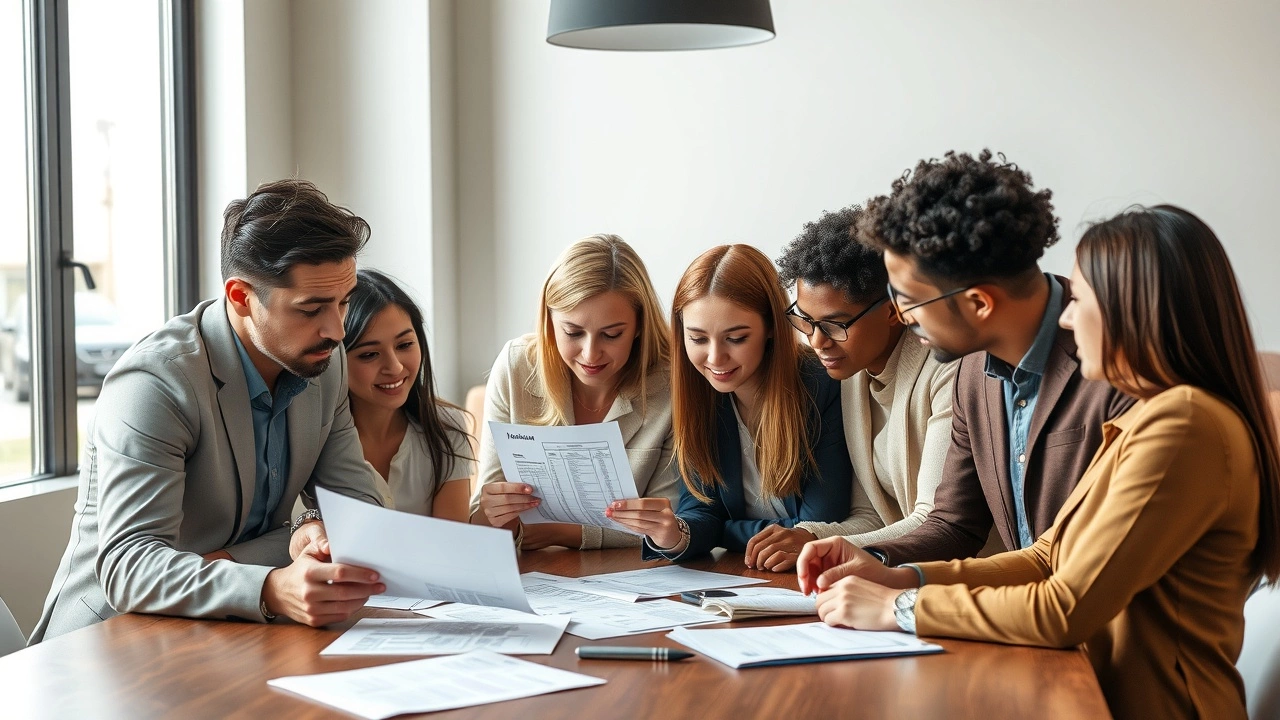 groupe de personnes examinant des documents financiers