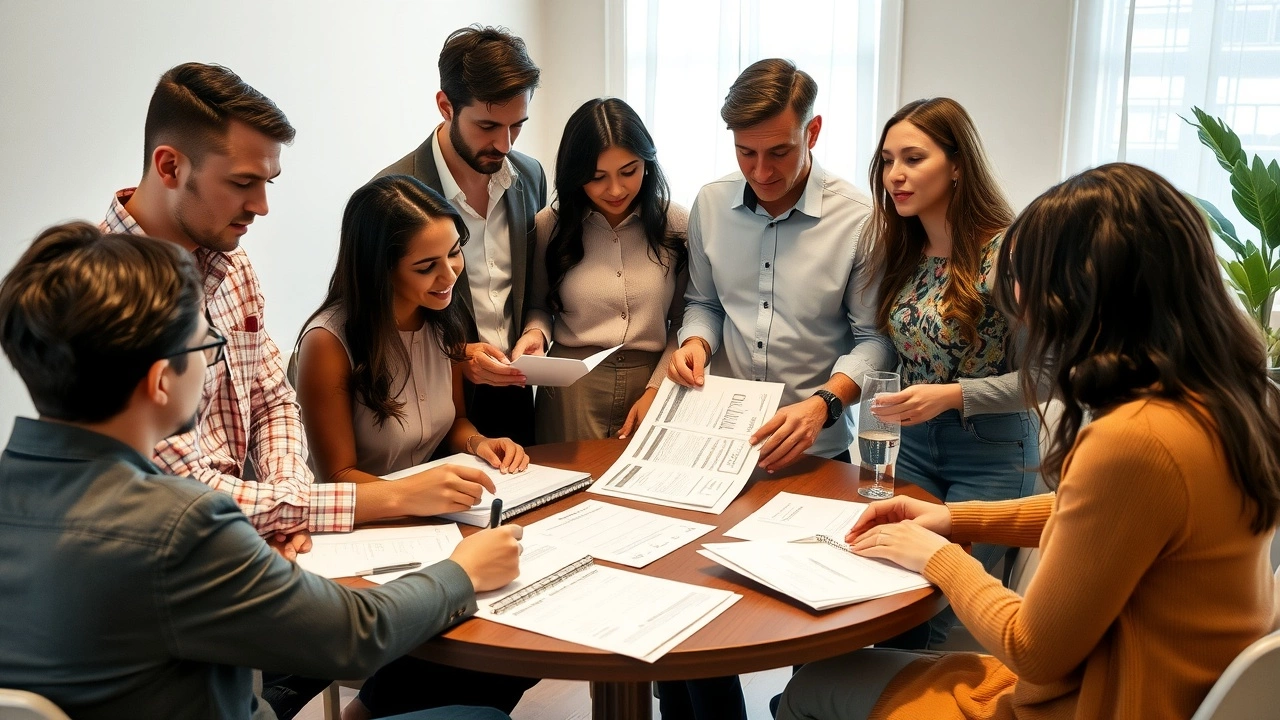 groupe de personnes partageant des documents financiers