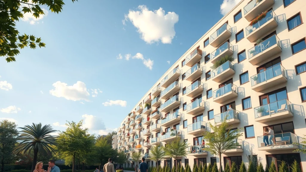 Un immeuble moderne en milieu urbain, symbolisant l'investissement locatif.