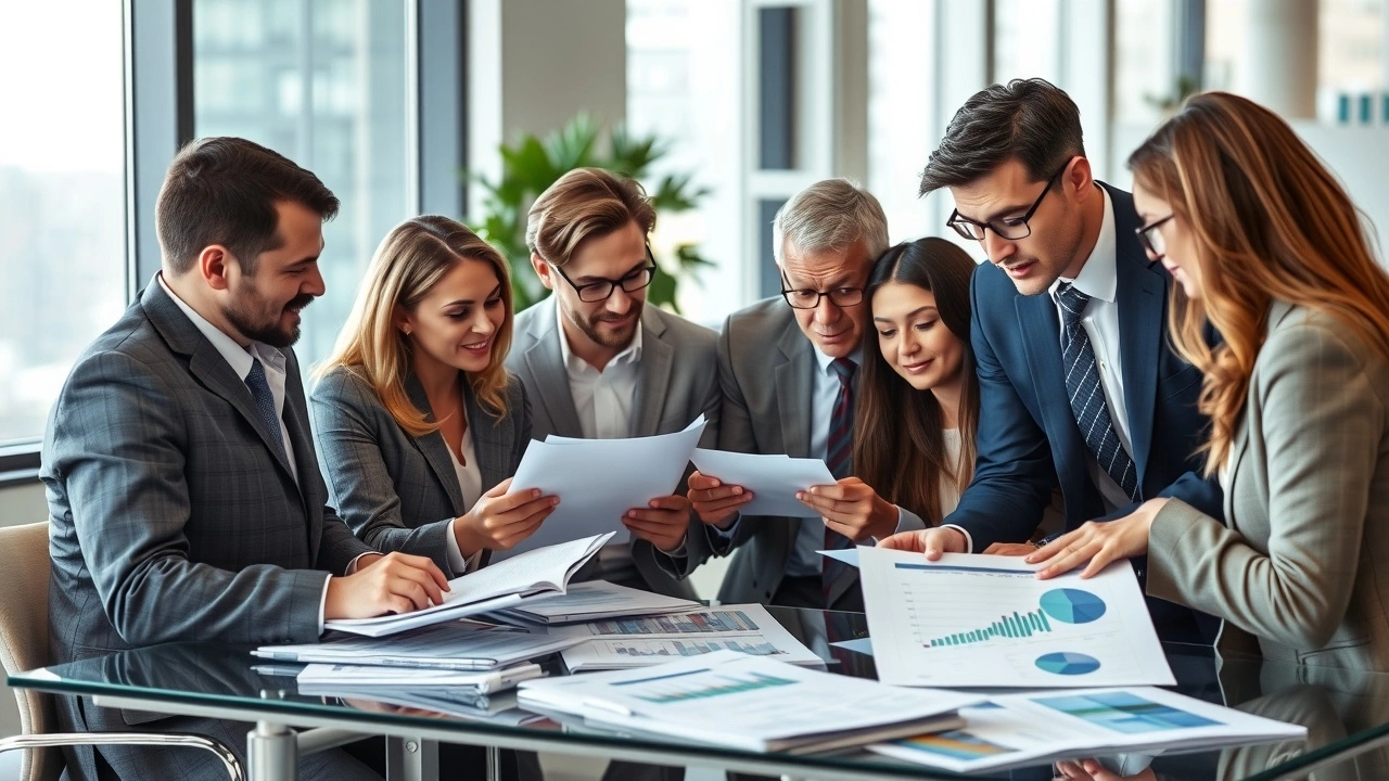 groupe d'investisseurs examinant des documents financiers