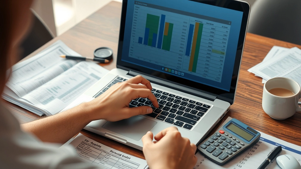 person utilisant un ordinateur pour faire un budget