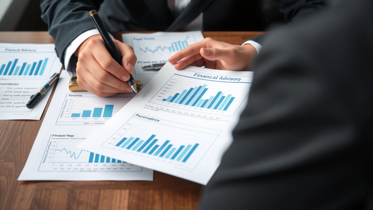 person lisant un document financier avec graphiques