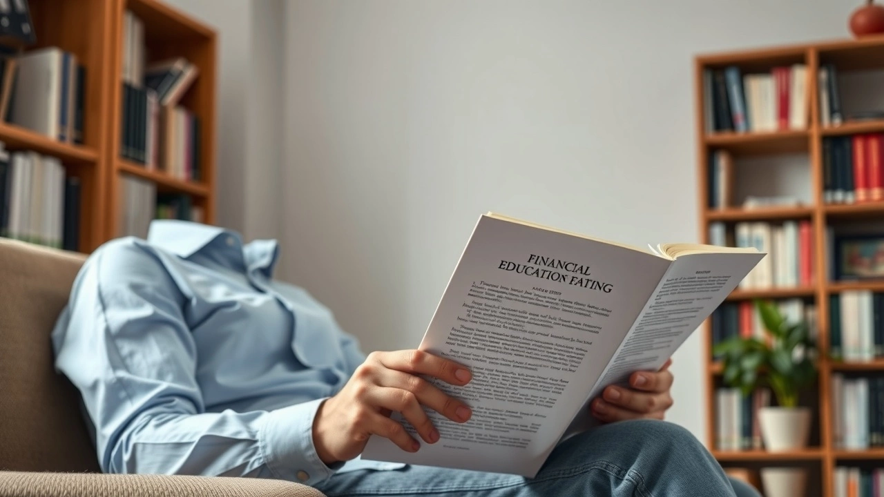 person lisant un livre sur l'education financiere