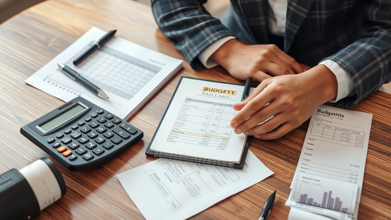 person en train de revoir son budget avec des documents