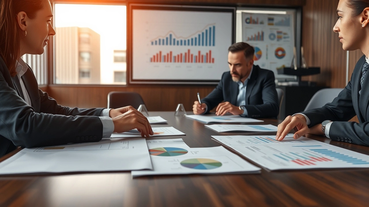 réunion d'affaires avec documents et graphiques sur la table