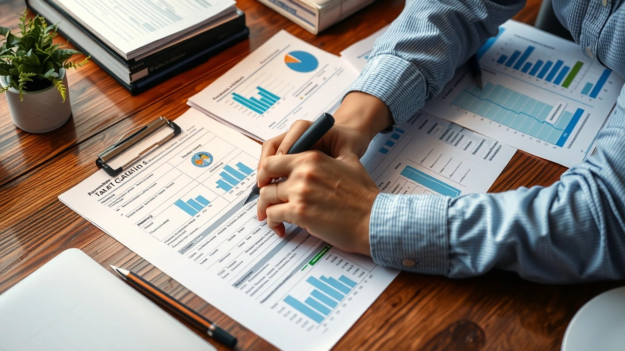 person examinant des documents fiscaux et des finances