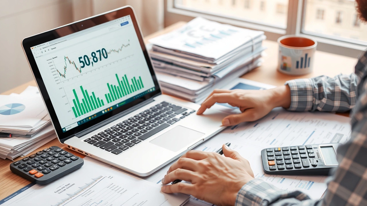 personne analysant des données financières sur un ordinateur portable