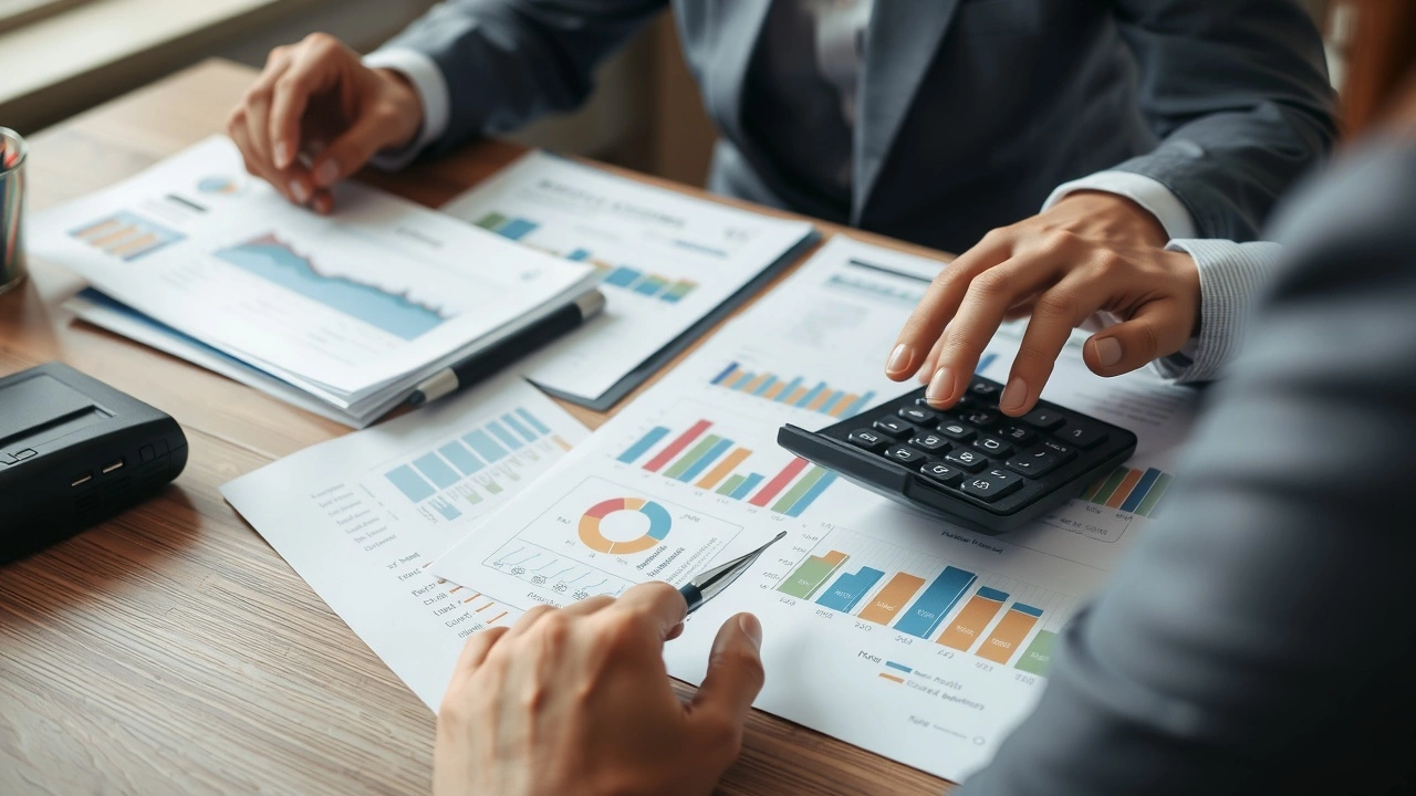 person utilisant une calculatrice pour analyser des finances