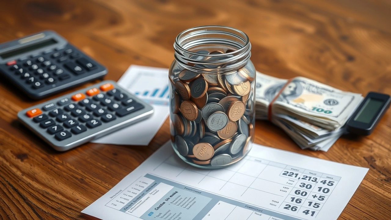 bocal d epargne avec pieces et billets