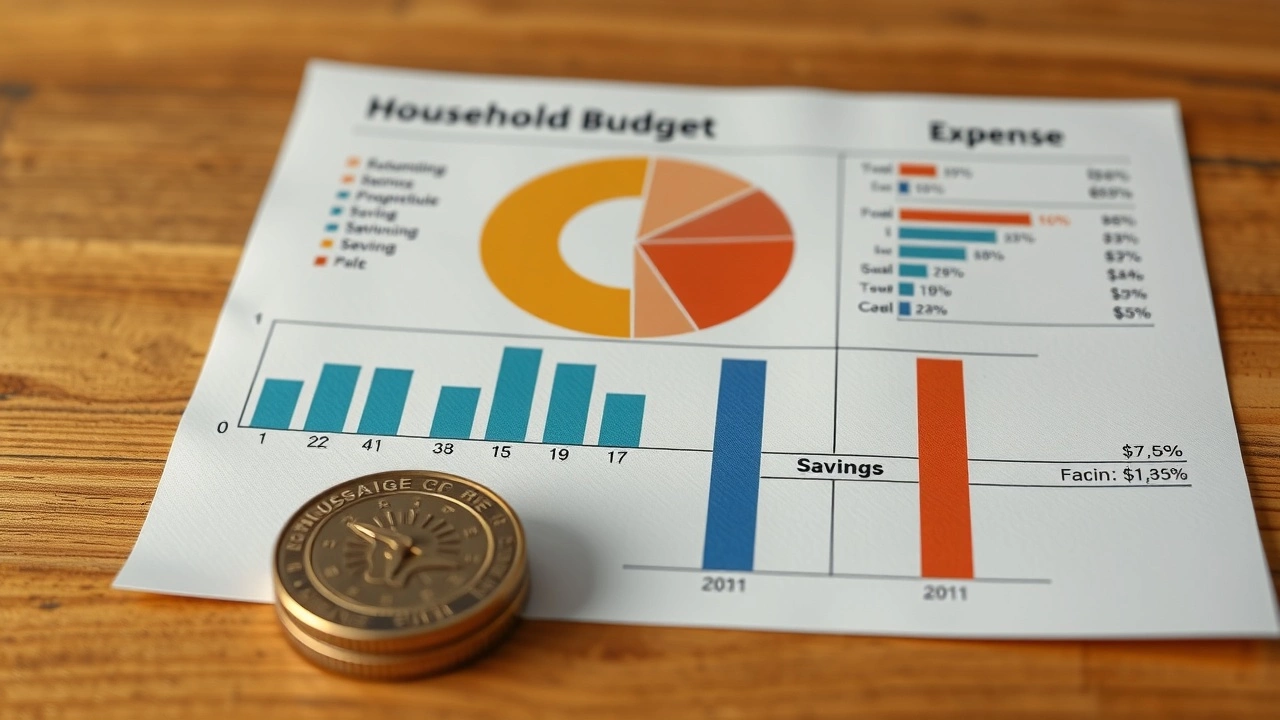 budget familial avec graphiques d'épargne et de dépenses