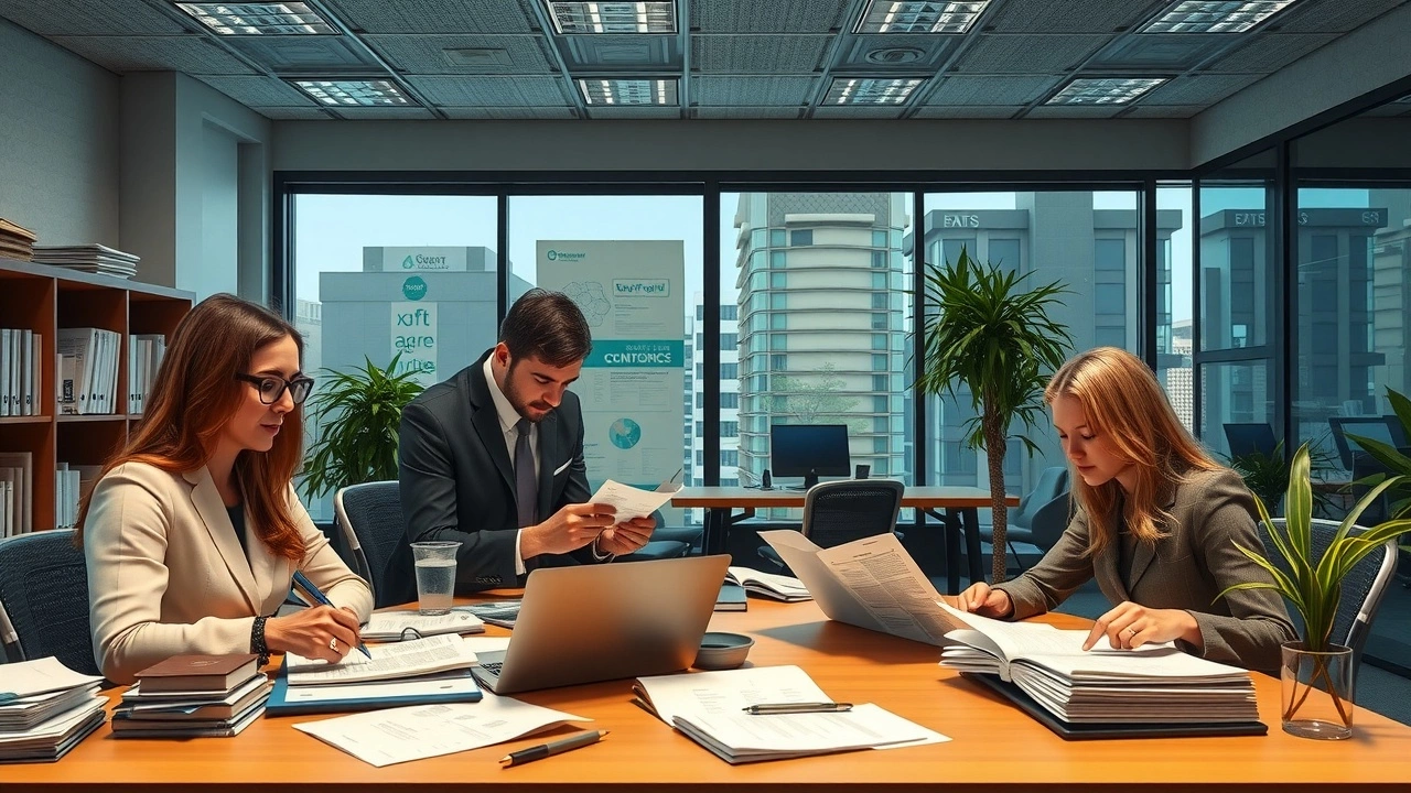 bureau des impots avec equipe analysant des politiques fiscales