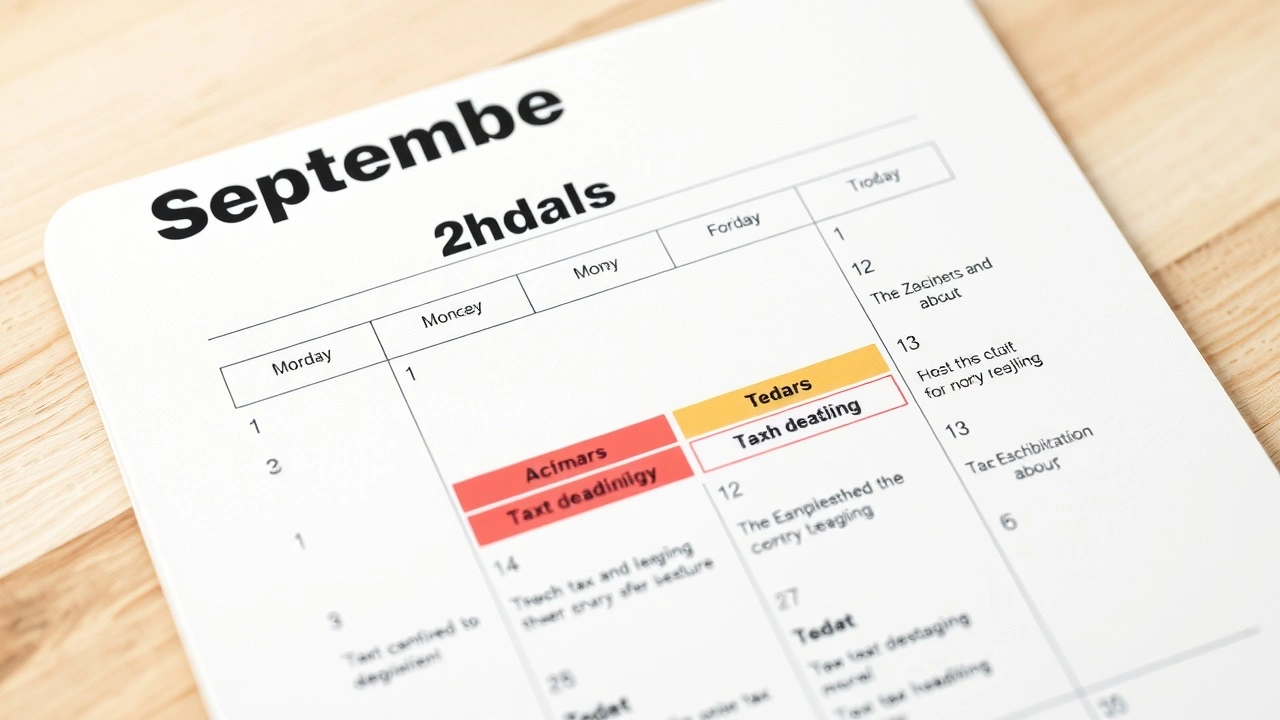 calendrier de septembre 2025 avec dates fiscales