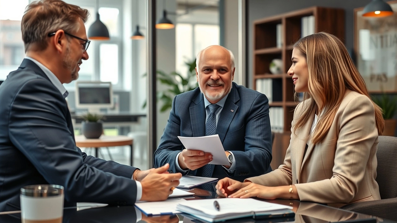 un conseiller en gestion de patrimoine avec des clients
