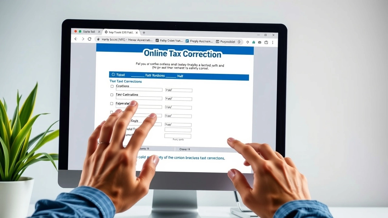 écran d'ordinateur montrant un formulaire de correction fiscale