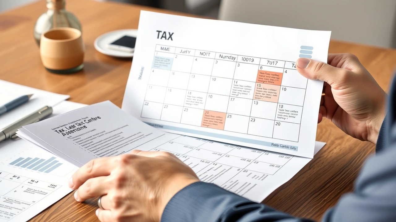 person examinant des documents fiscaux avec un calendrier