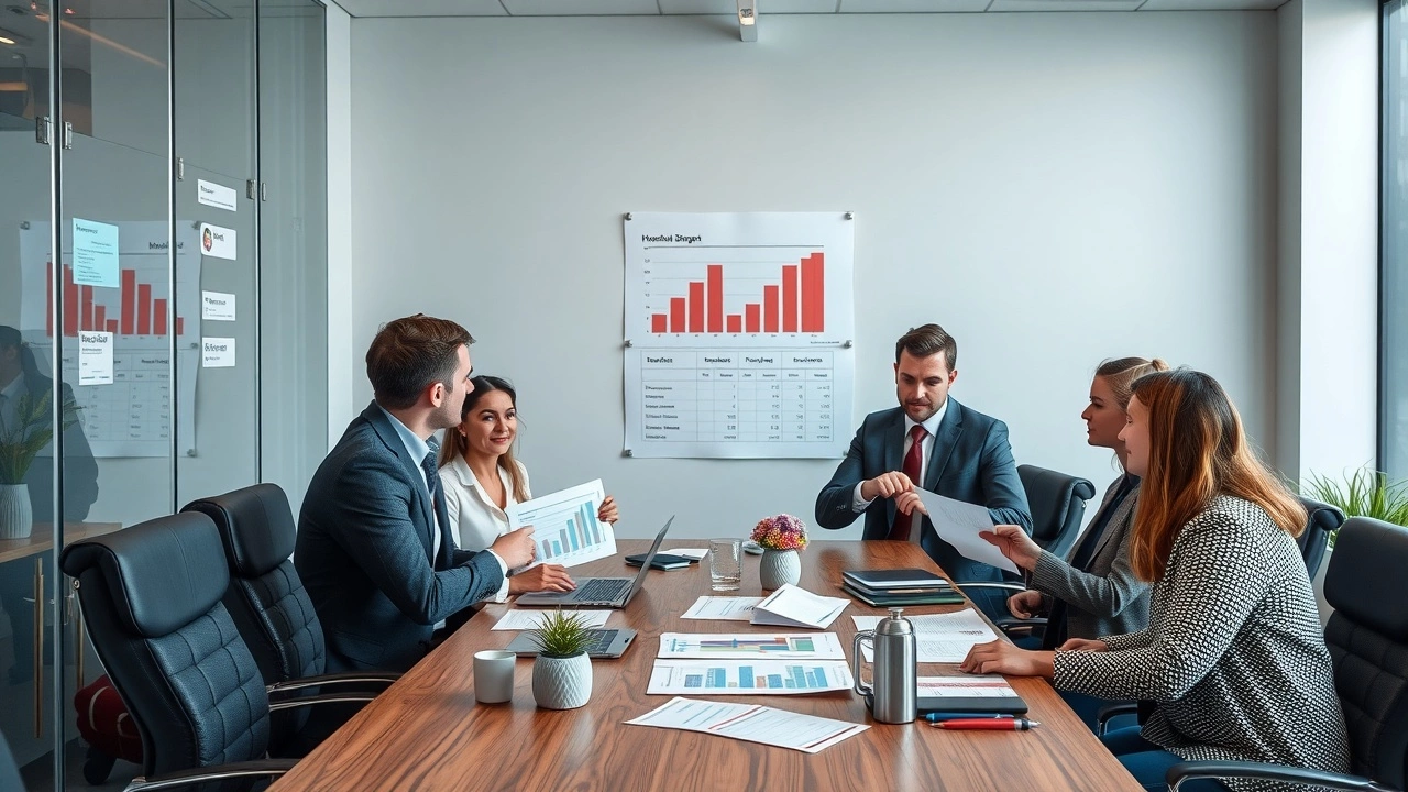 groupe d'experts financiers discutant d'un budget