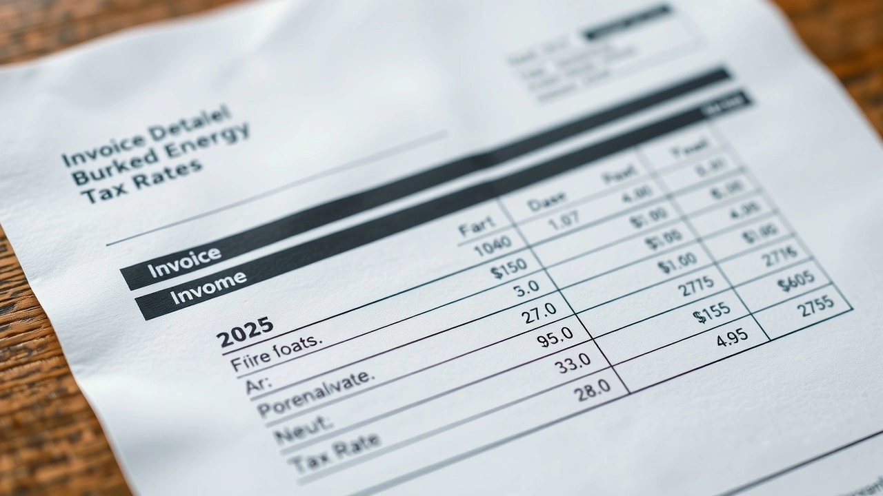 facture de taxes énergétiques avec augmentations