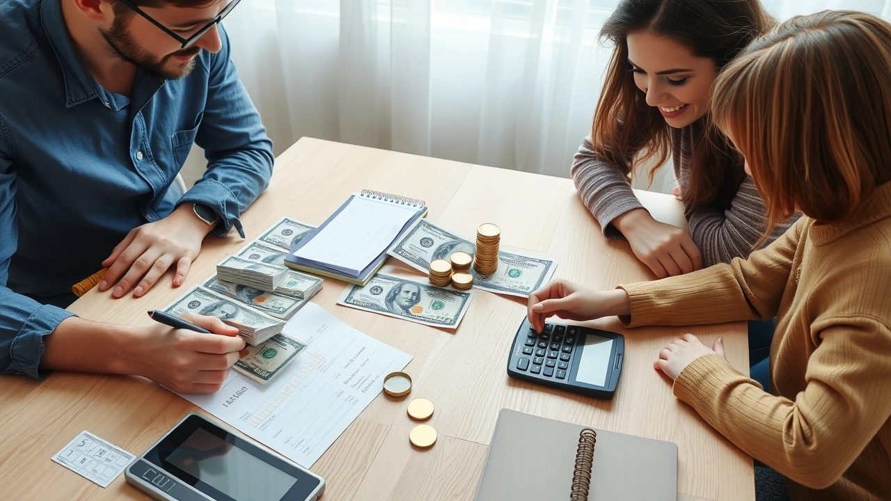 famille en train de faire des budgets avec des factures