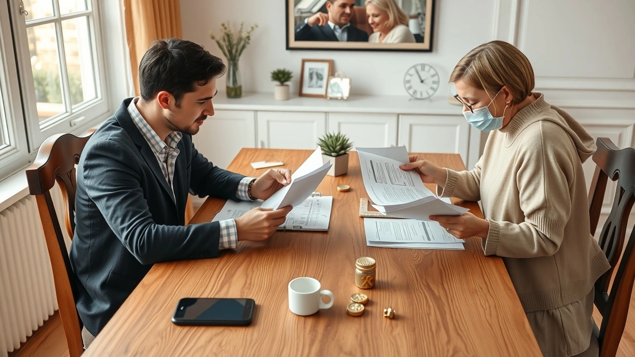 famille examinant des documents fiscaux à table