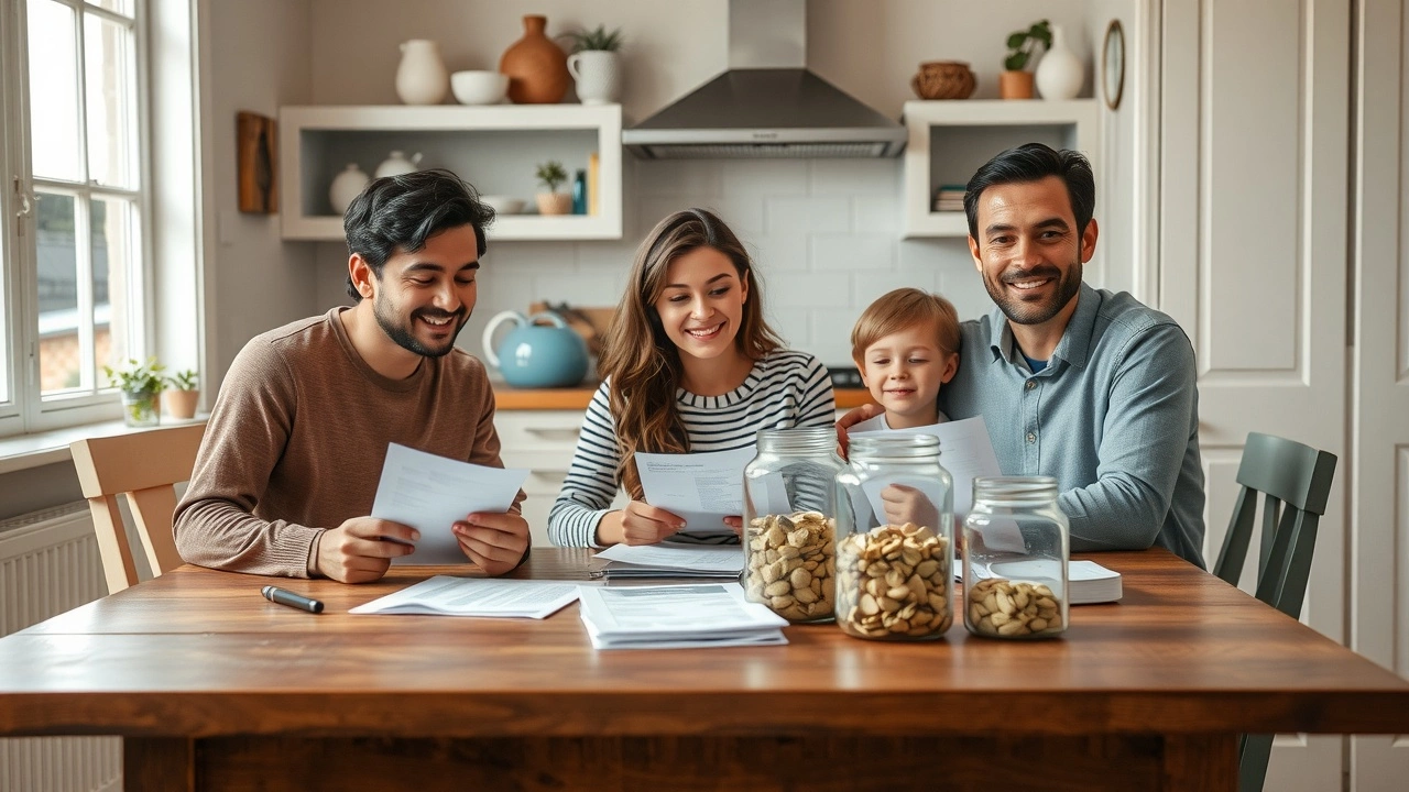 famille autour d'une table avec documents financiers
