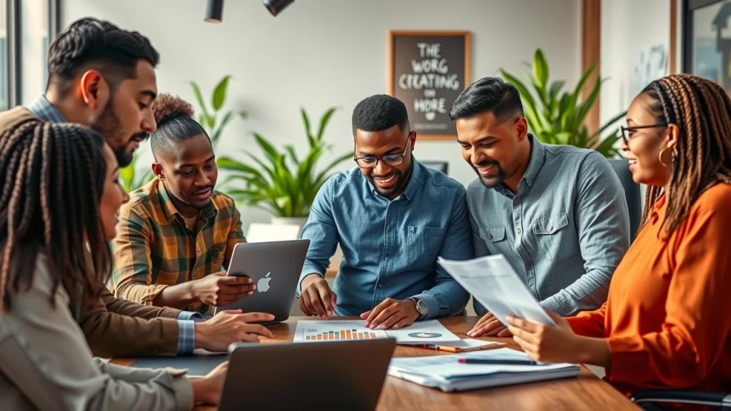 Scène de micro-entrepreneurs discutant de leurs défis et opportunités en 2024.