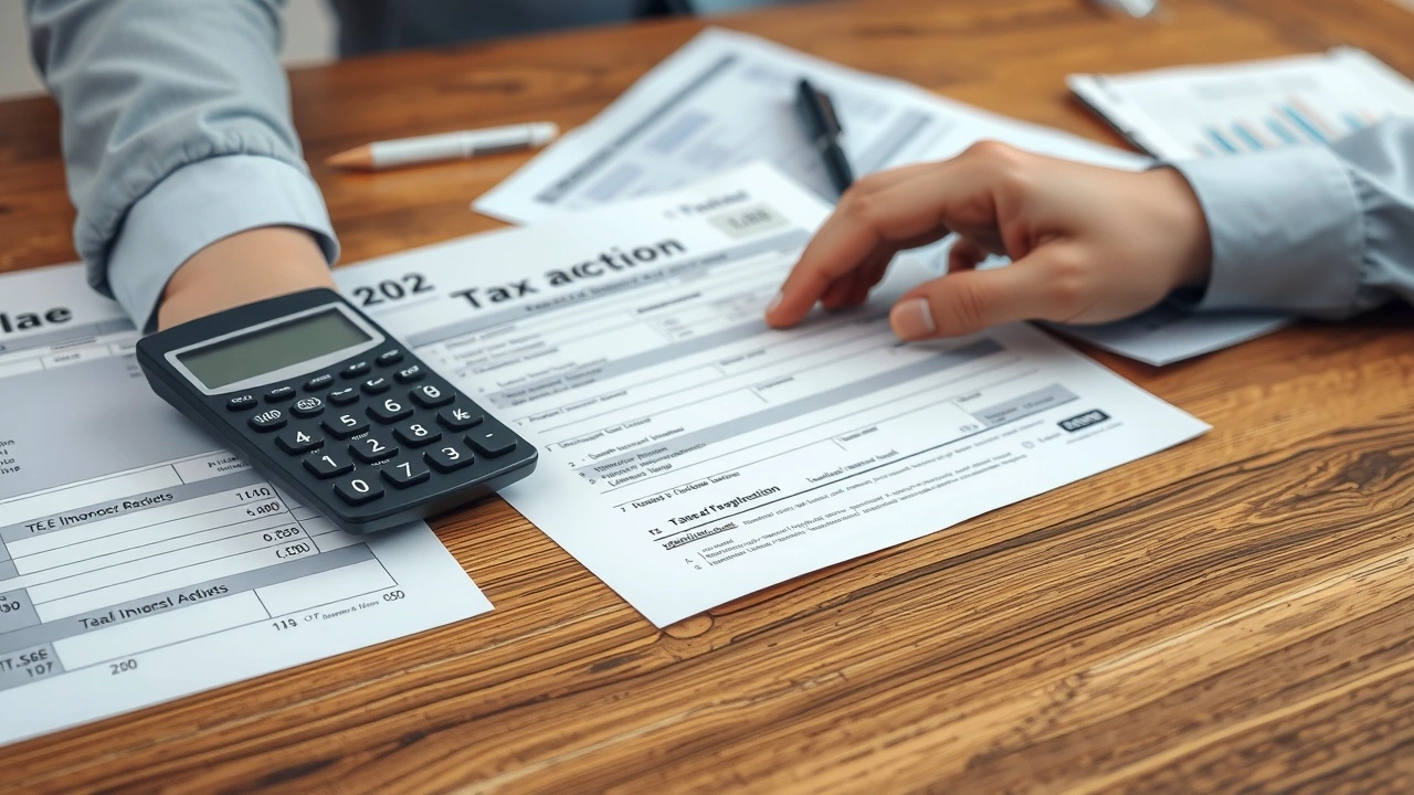 un formulaire fiscal et des documents financiers sur un bureau