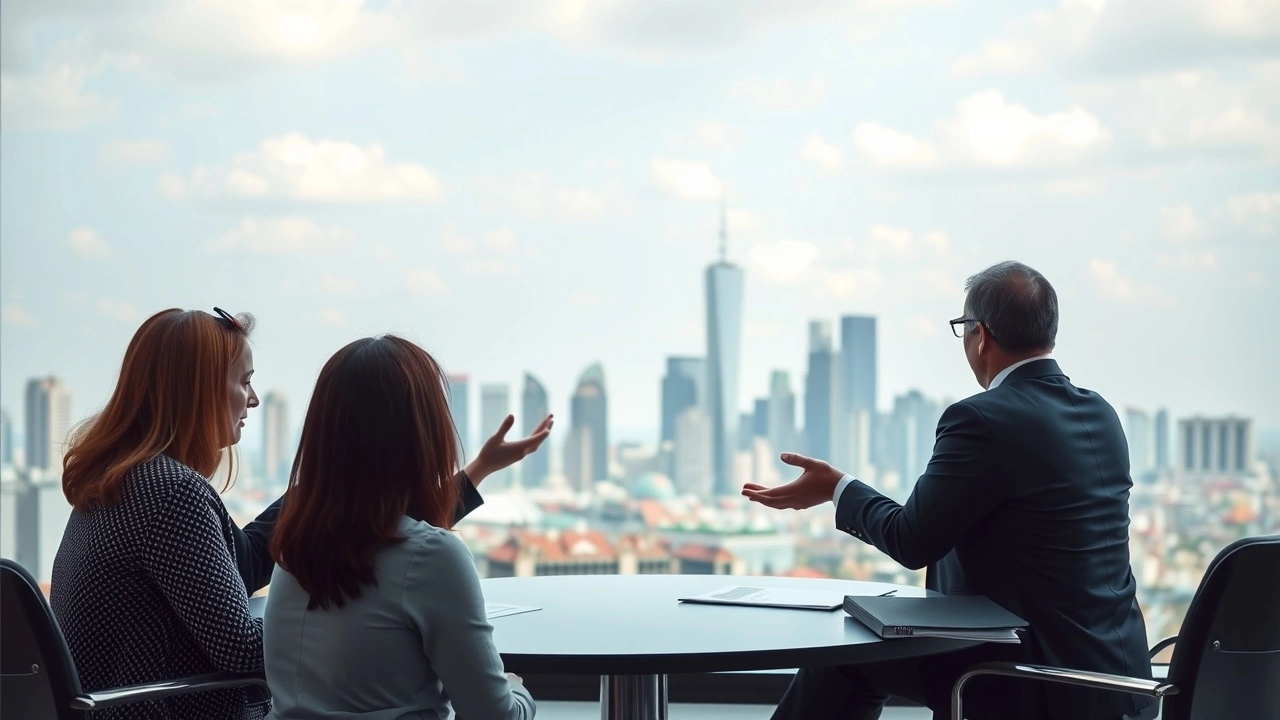 groupe d expatriés discutant des régulations fiscales